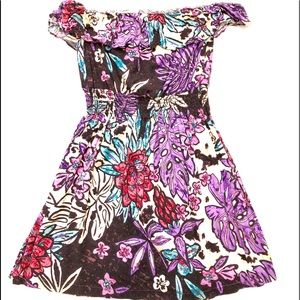 Floral “HAWAIIAN BEACH” strapless dress